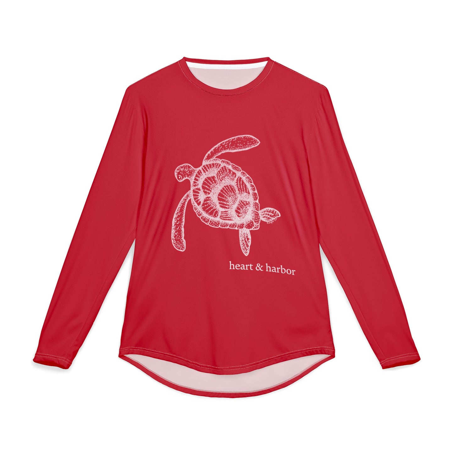 Sea Turtle UV Sun Protection Shirt: Hand-Drawn, Quick-Dry Long Sleeve Beach & Boating Tee (Red)