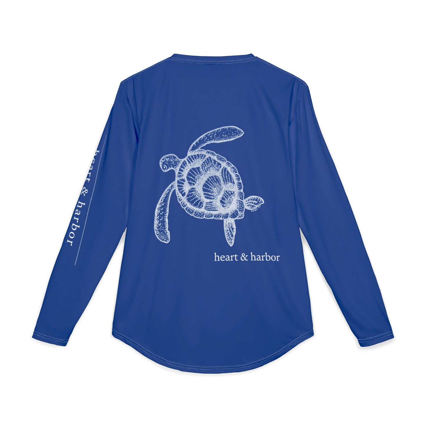 Sea Turtle UV Sun Protection Shirt: Hand-Drawn, Quick-Dry Long Sleeve Beach & Boating Tee (Blue)