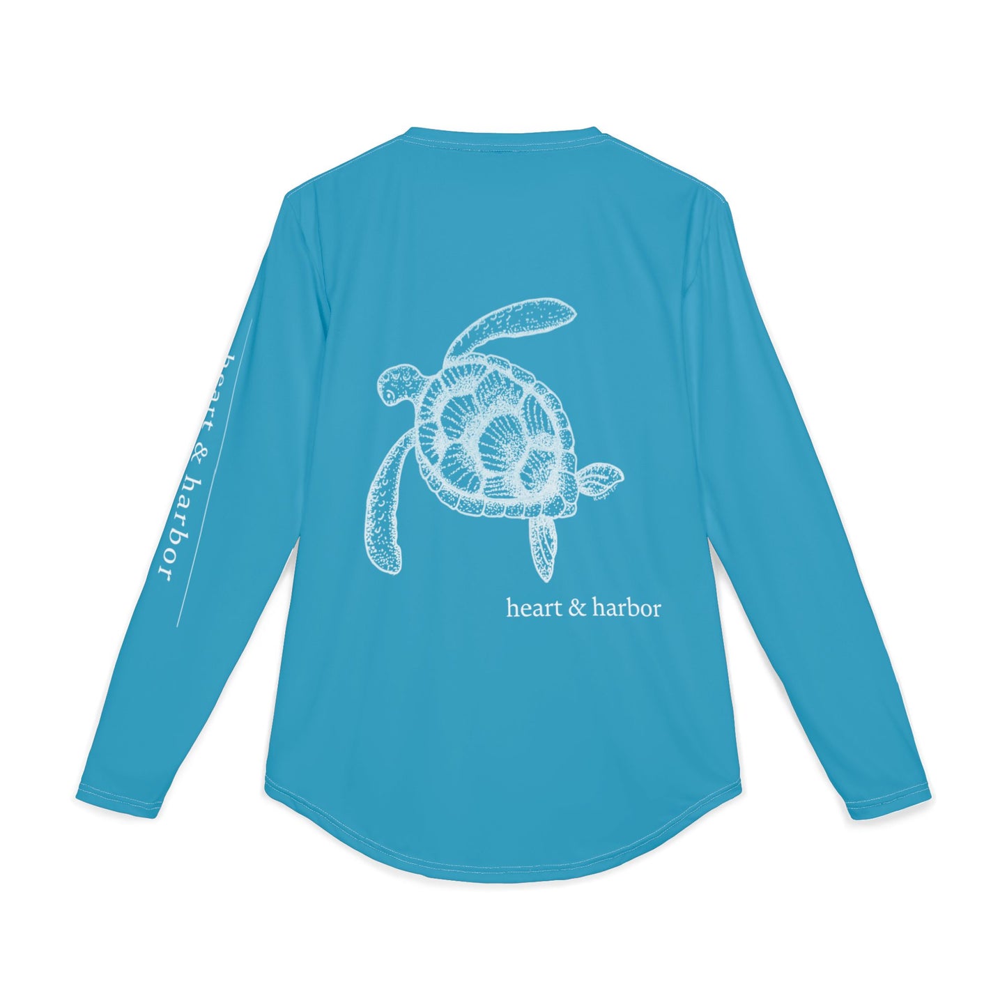 Sea Turtle UV Sun Protection Shirt: Hand-Drawn, Quick-Dry Long Sleeve Beach & Boating Tee (Turquoise)
