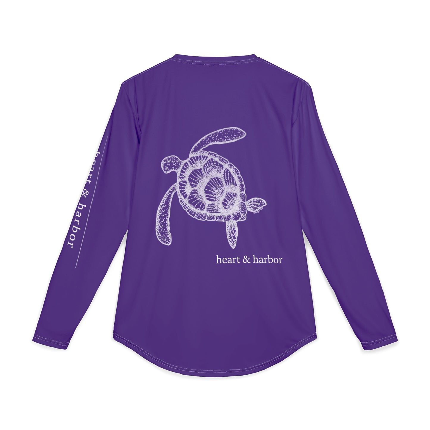 Sea Turtle UV Sun Protection Shirt: Hand-Drawn, Quick-Dry Long Sleeve Beach & Boating Tee (Purple)