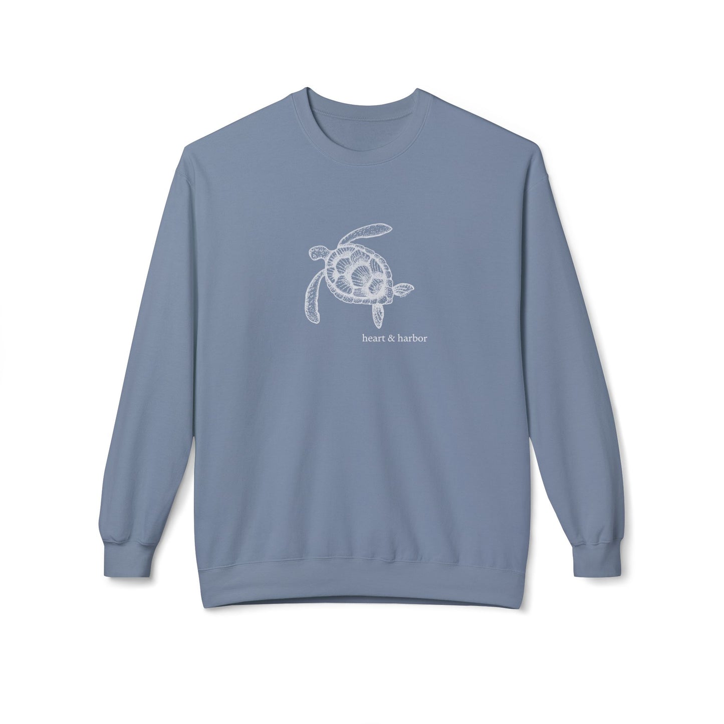 Sea Turtle Crewneck Sweatshirt Hand-Drawn | Heart & Harbor | White Ink | Multiple Colors