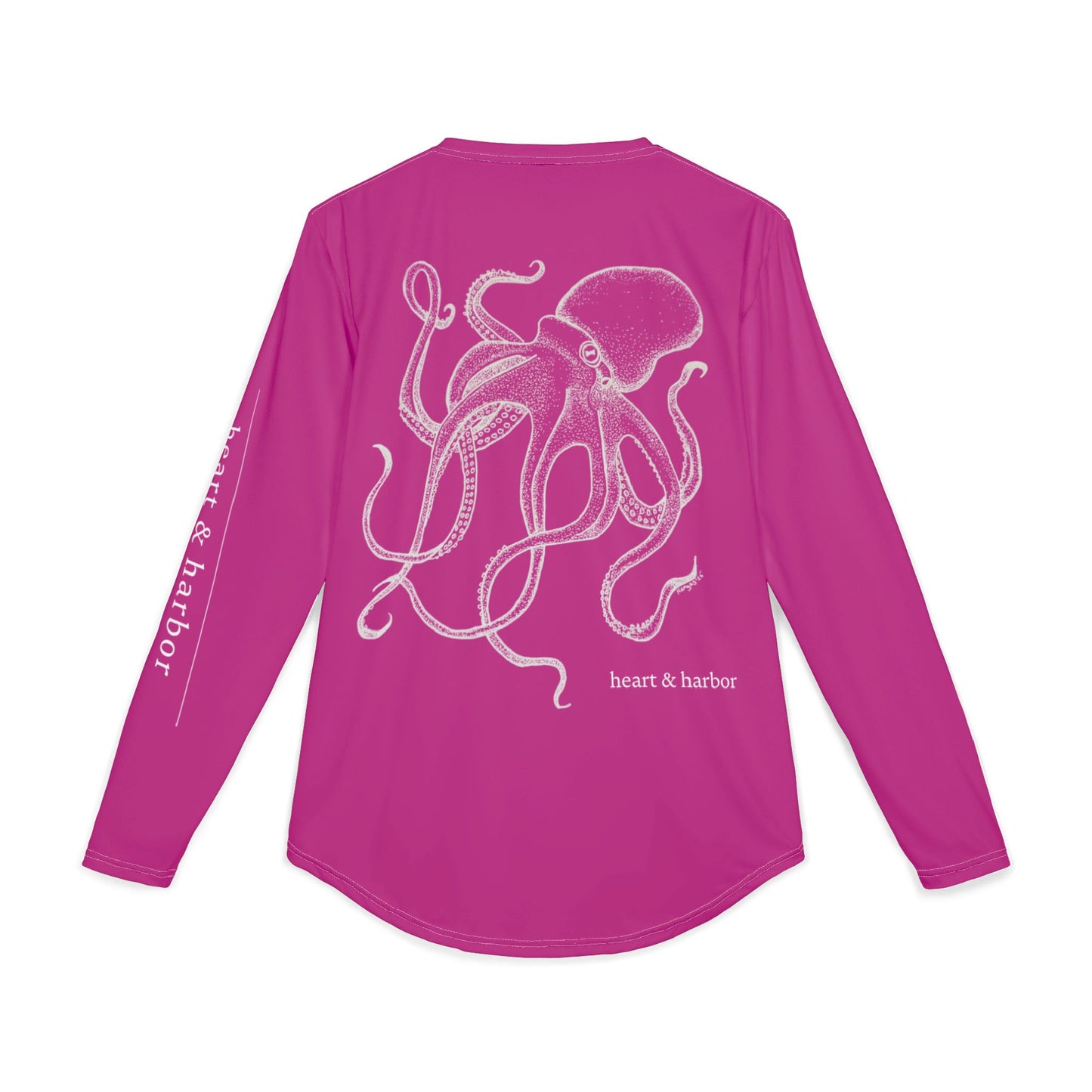 Octopus UV Sun Protection Shirt - Hand-Drawn - Long Sleeve Fishing & Beach Tee - Pink
