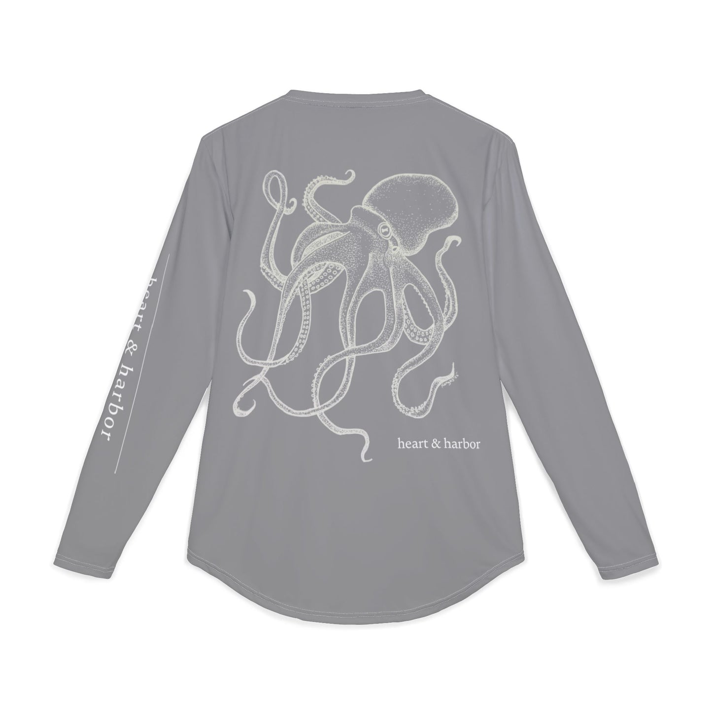 Octopus UV Sun Protection Shirt - Hand-Drawn - Long Sleeve Fishing & Beach Tee - Grey