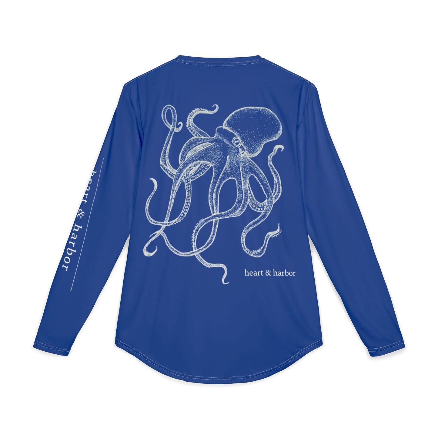 Octopus UV Sun Protection Shirt: Hand-Drawn, Quick-Dry Long Sleeve Beach & Boating Tee (dark blue)