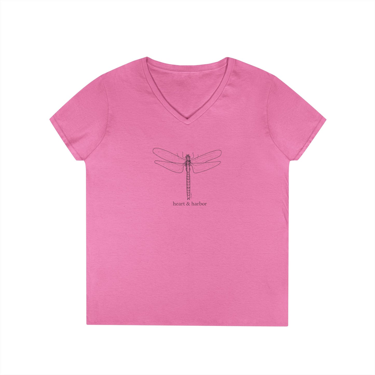 Dragonfly Ladies V-Neck T-Shirt | Original Hand-Drawn Art | Heart & Harbor | multiple colors