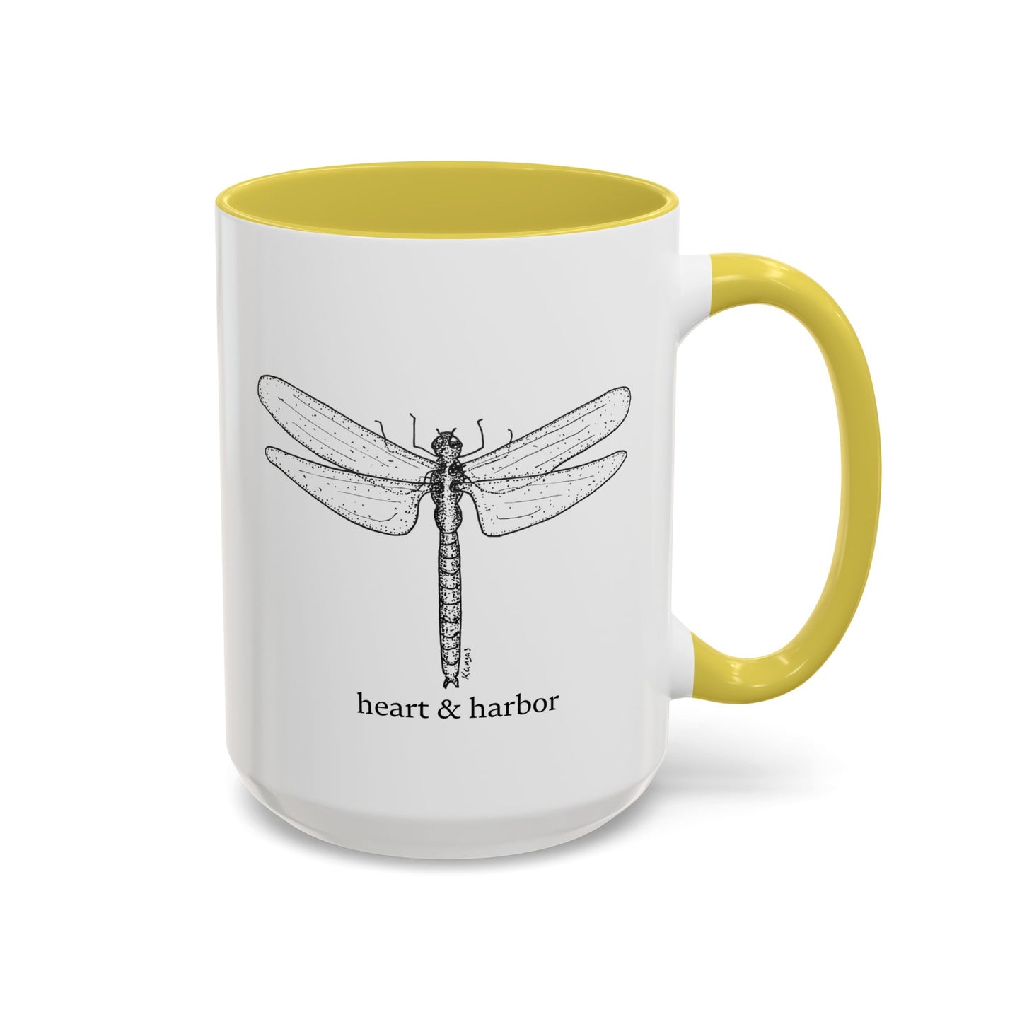 Dragonfly Accent Coffee Mug | Hand-Drawn Ocean Design | Heart & Harbor | Multiple Colors