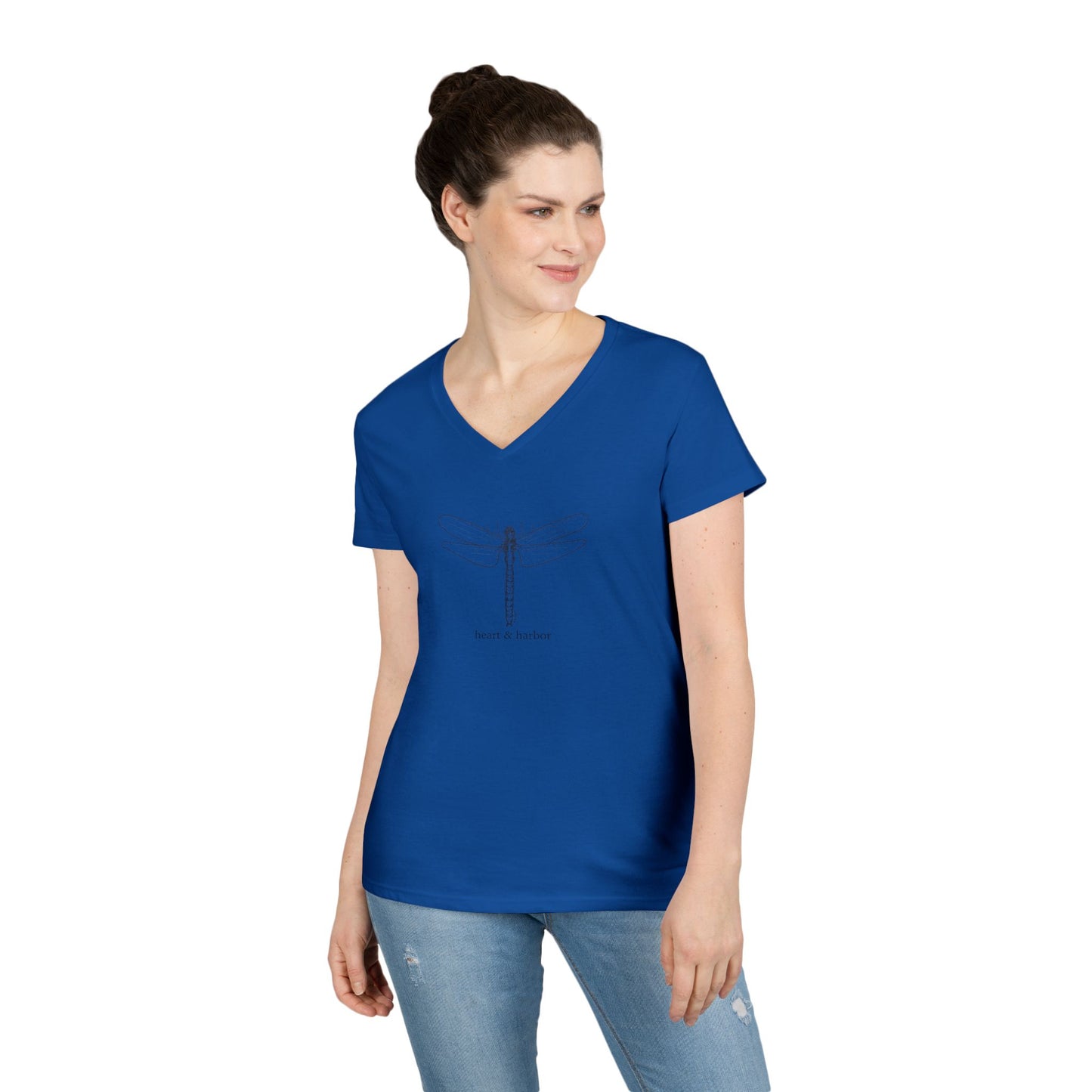 Ladies V-Neck T-Shirt Dragonfly