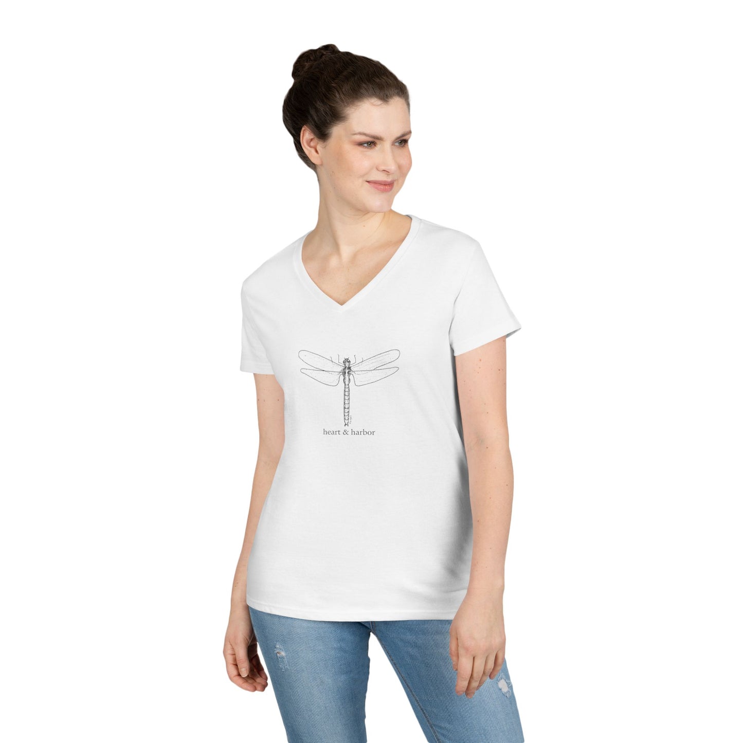 Ladies V-Neck T-Shirt Dragonfly