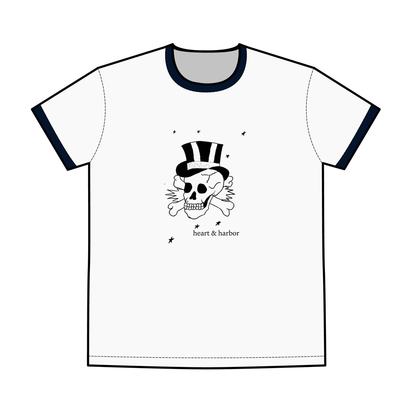 Skull Graphic Ringer Tee | Hand Drawn | Multiple choices