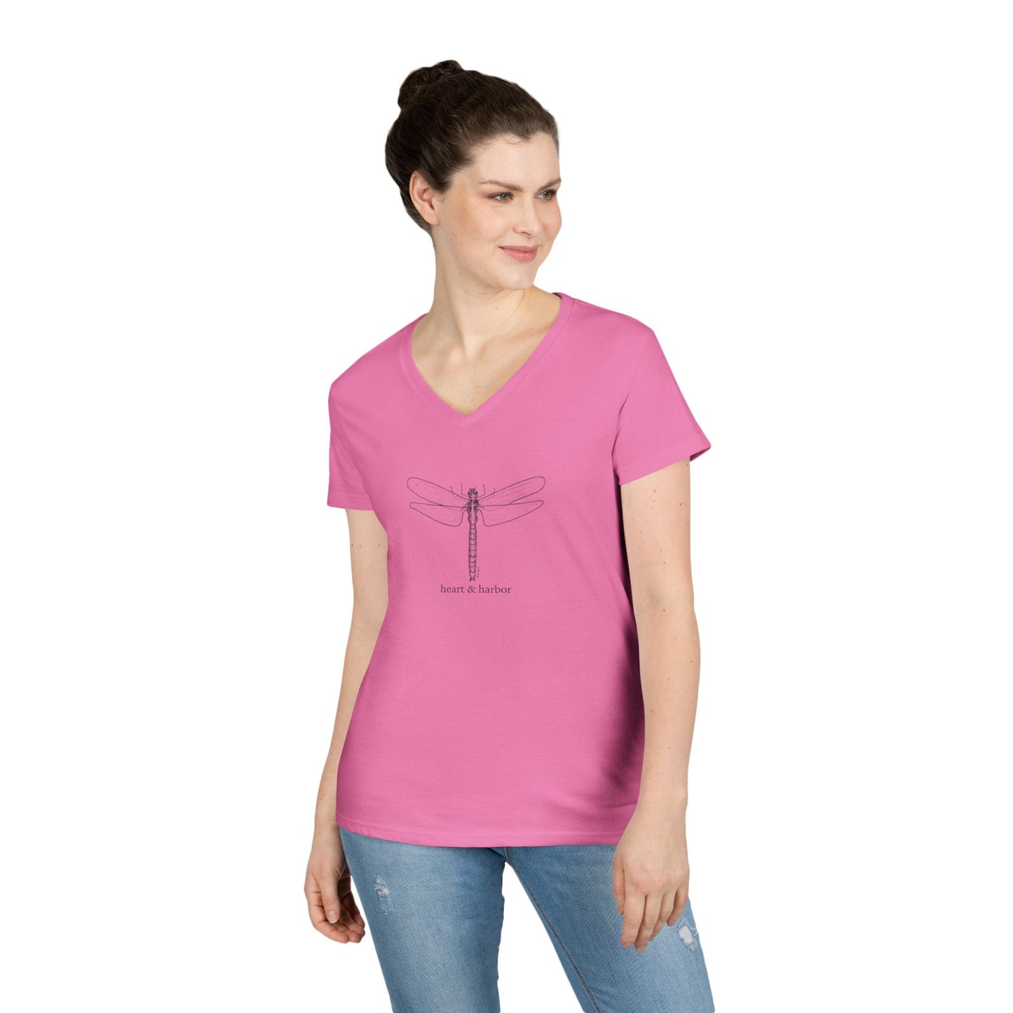 Ladies V-Neck T-Shirt Dragonfly