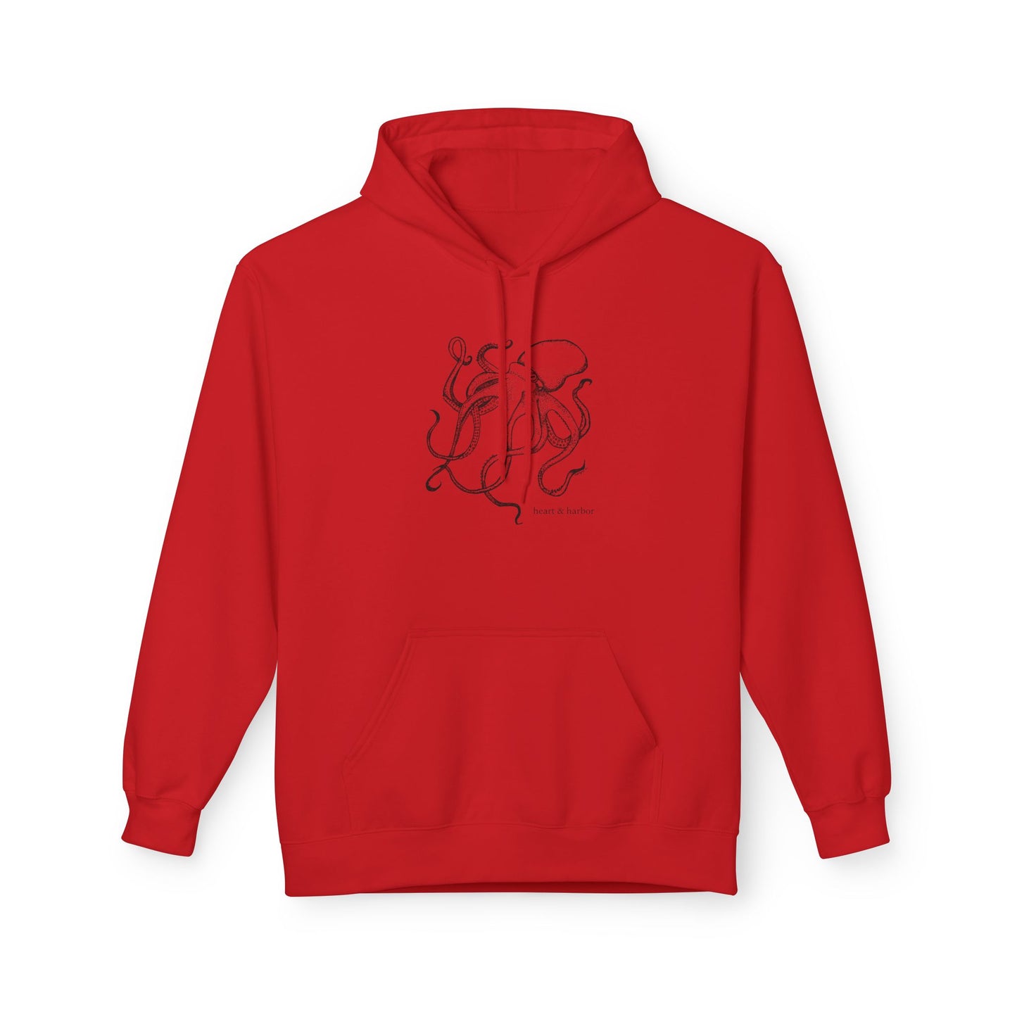 Octopus Hoodie - Unisex-Hand-Drawn-Sweatshirt | Heart & Harbor | Black Ink