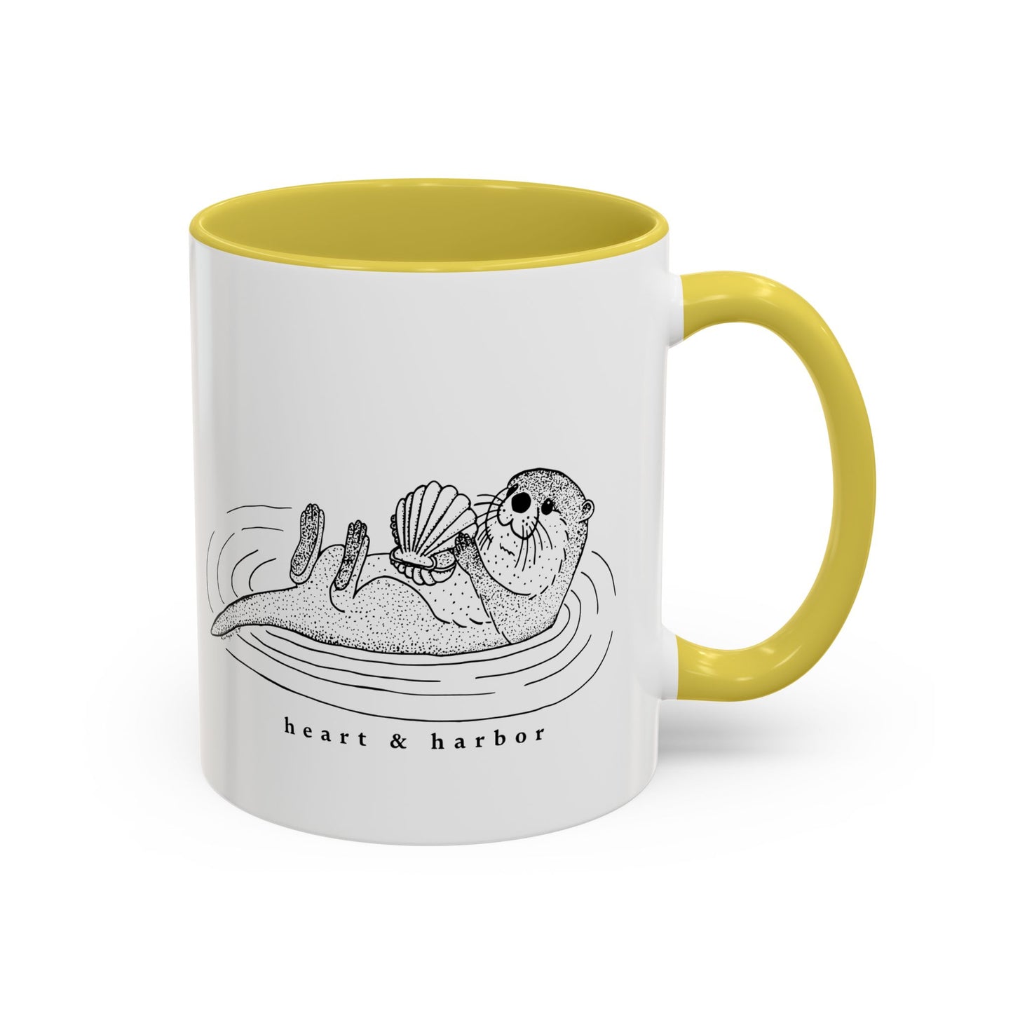Sea Otter Accent Coffee Mug | Hand-Drawn Ocean Design | Heart & Harbor | Multiple Colors