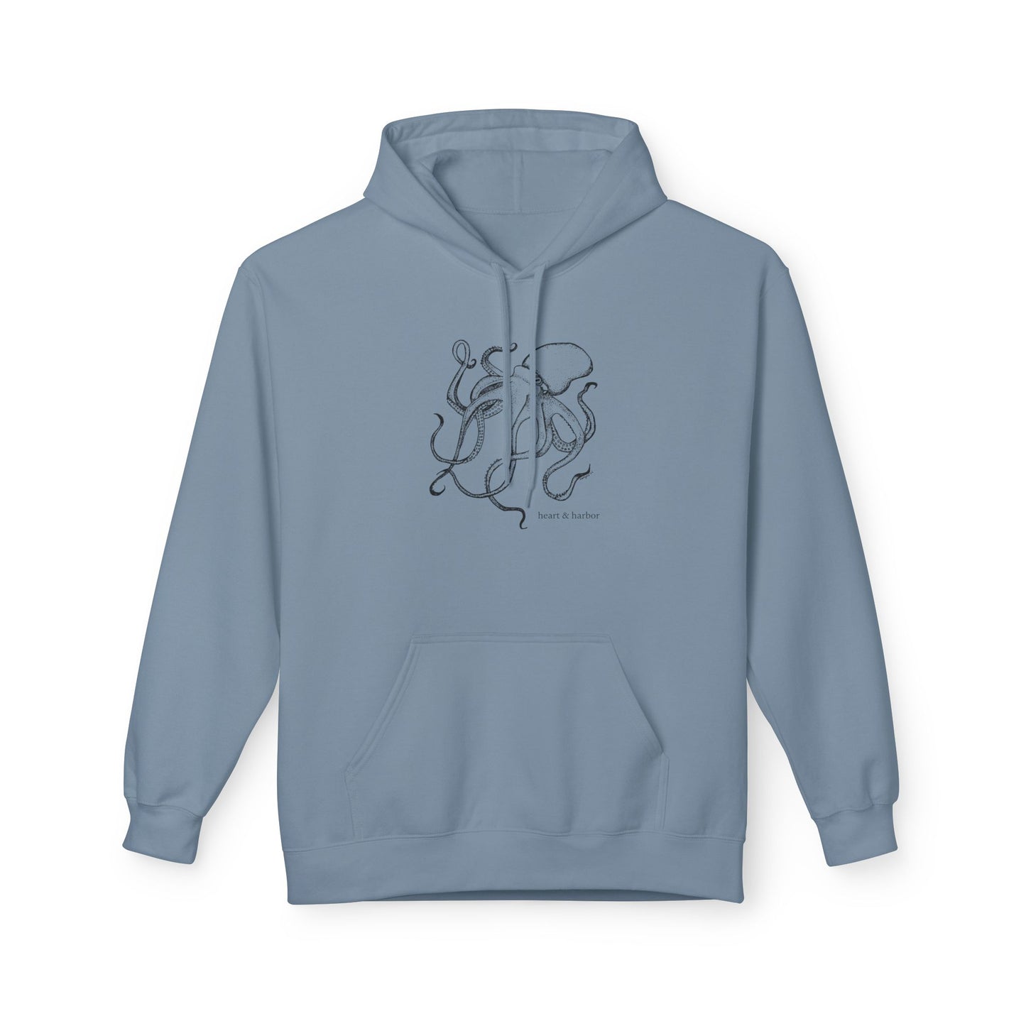 Octopus Hoodie - Unisex-Hand-Drawn-Sweatshirt | Heart & Harbor | Black Ink