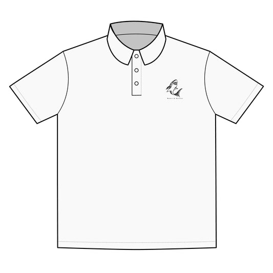 Hand-Drawn Shark Performance Polo | Moisture-Wicking Nautical Style | Heart & Harbor
