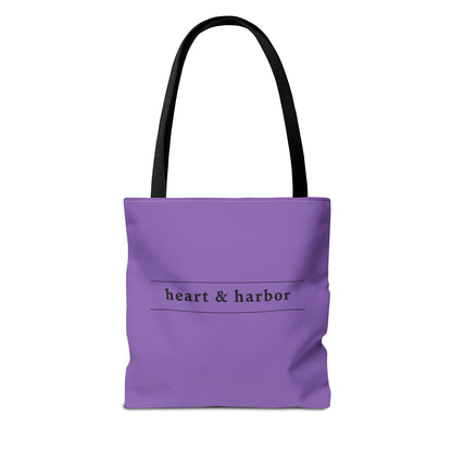 Purple Tote Bag with Hand Drawn Turtle Design
