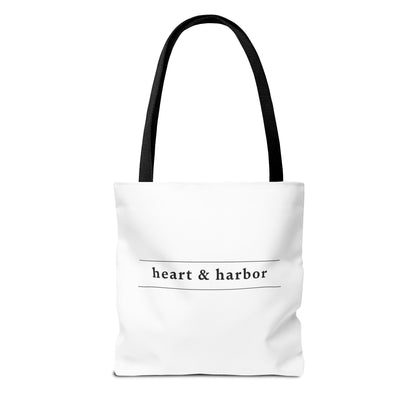 White Tote Bag with Hand Drawn Turtle Design