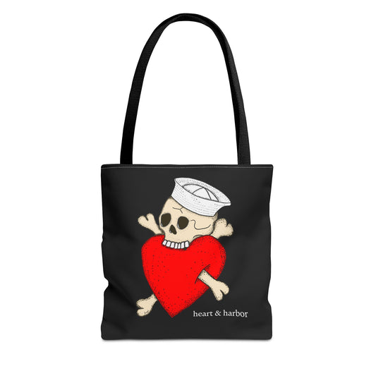 Eat Your Heart Out" Sailor Skull Tote Bag | Durable Tote Bag | Heart & Harbor