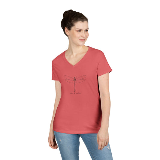 Ladies V-Neck T-Shirt Dragonfly