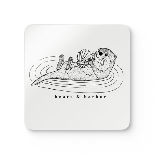 Sea Otter Coaster Set | Cork-Backed | Hand-Drawn| Heart & Harbor