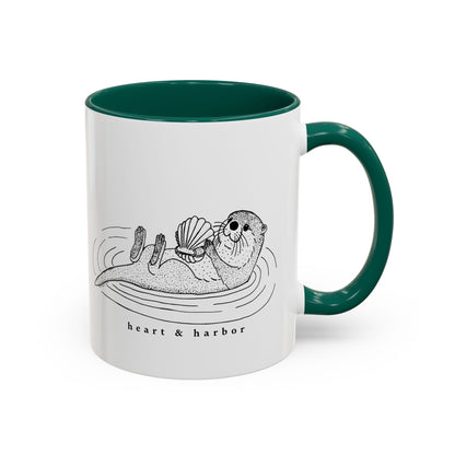 Sea Otter Accent Coffee Mug | Hand-Drawn Ocean Design | Heart & Harbor | Multiple Colors
