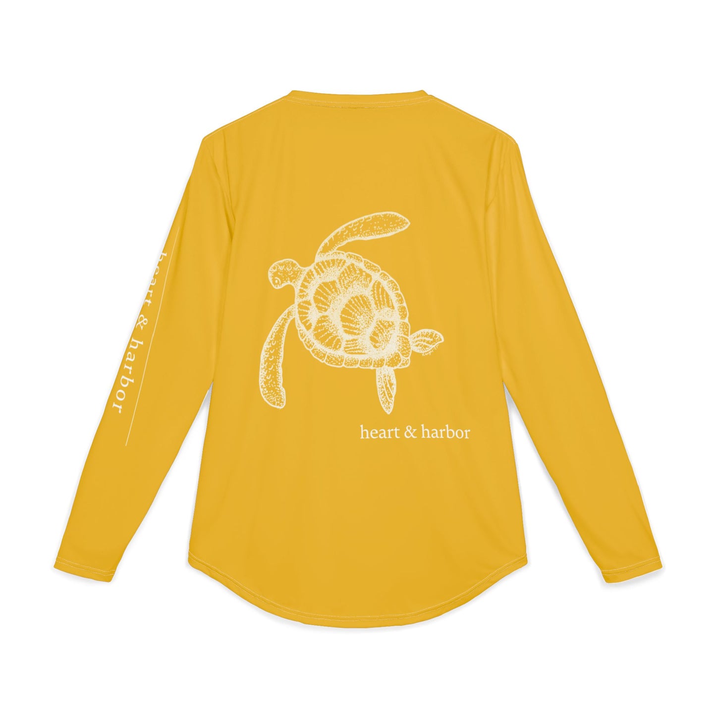 Sea Turtle UV Sun Protection Shirt: Hand-Drawn, Quick-Dry Long Sleeve Beach & Boating Tee (Yellow)