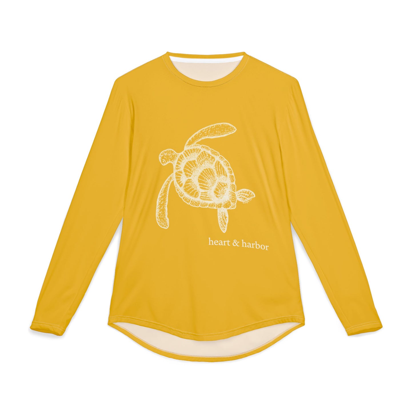 Sea Turtle UV Sun Protection Shirt: Hand-Drawn, Quick-Dry Long Sleeve Beach & Boating Tee (Yellow)