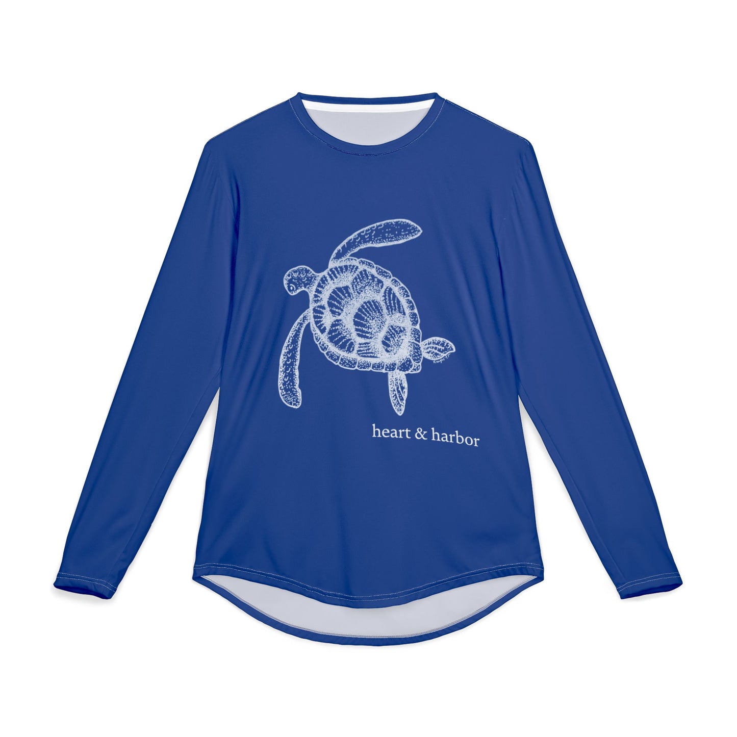 Sea Turtle UV Sun Protection Shirt: Hand-Drawn, Quick-Dry Long Sleeve Beach & Boating Tee (Blue)