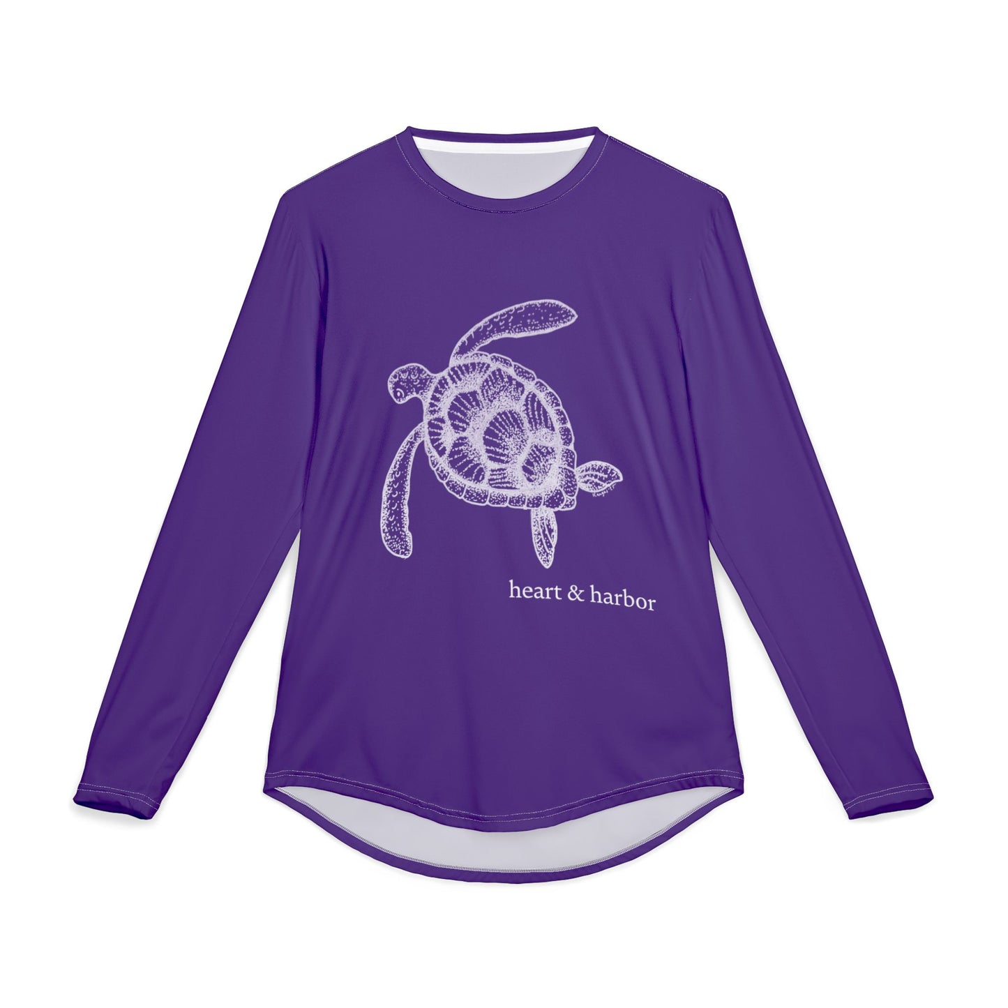 Sea Turtle UV Sun Protection Shirt: Hand-Drawn, Quick-Dry Long Sleeve Beach & Boating Tee (Purple)