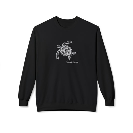 Sea Turtle Crewneck Sweatshirt Hand-Drawn | Heart & Harbor | White Ink | Multiple Colors