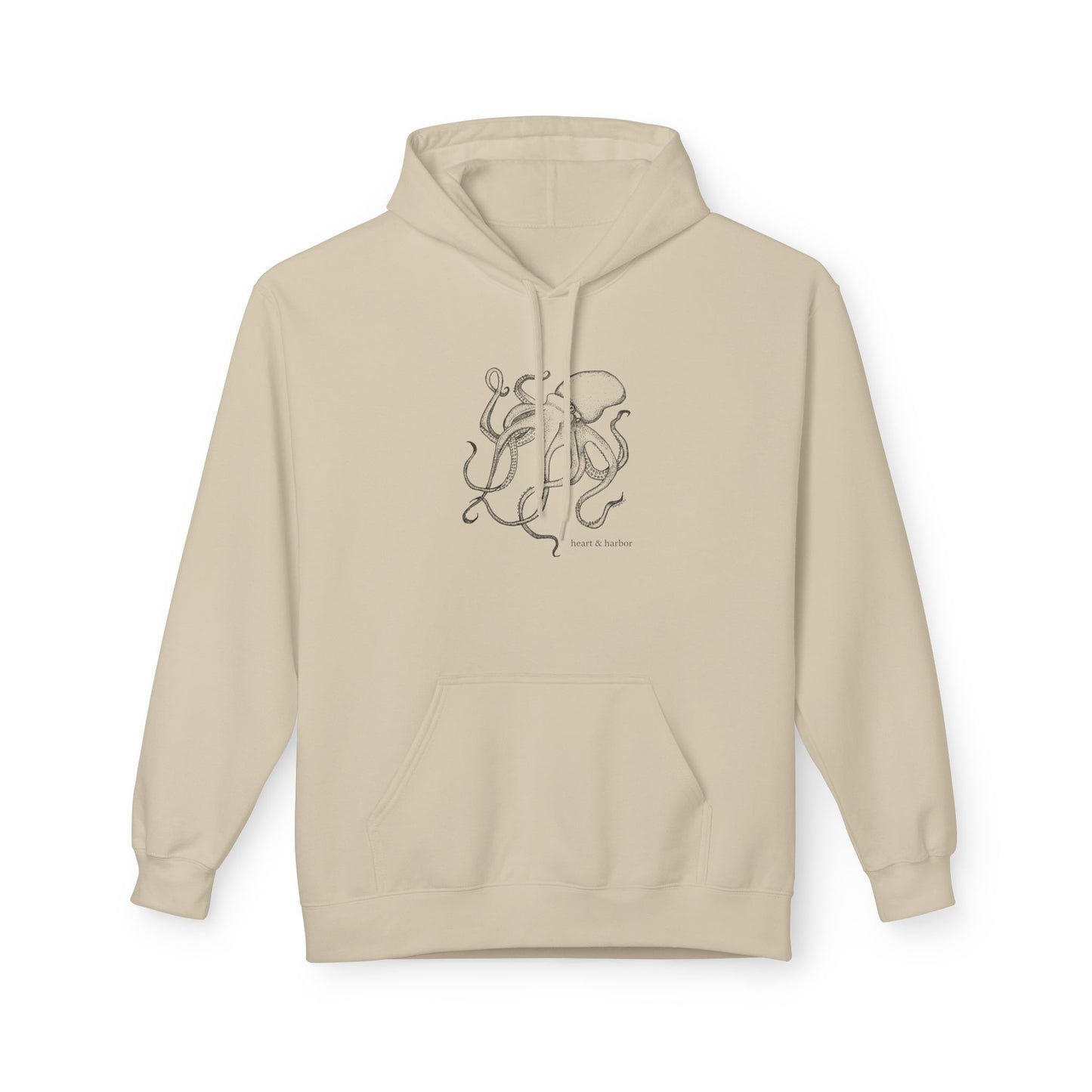 Octopus Hoodie - Unisex-Hand-Drawn-Sweatshirt | Heart & Harbor | Black Ink