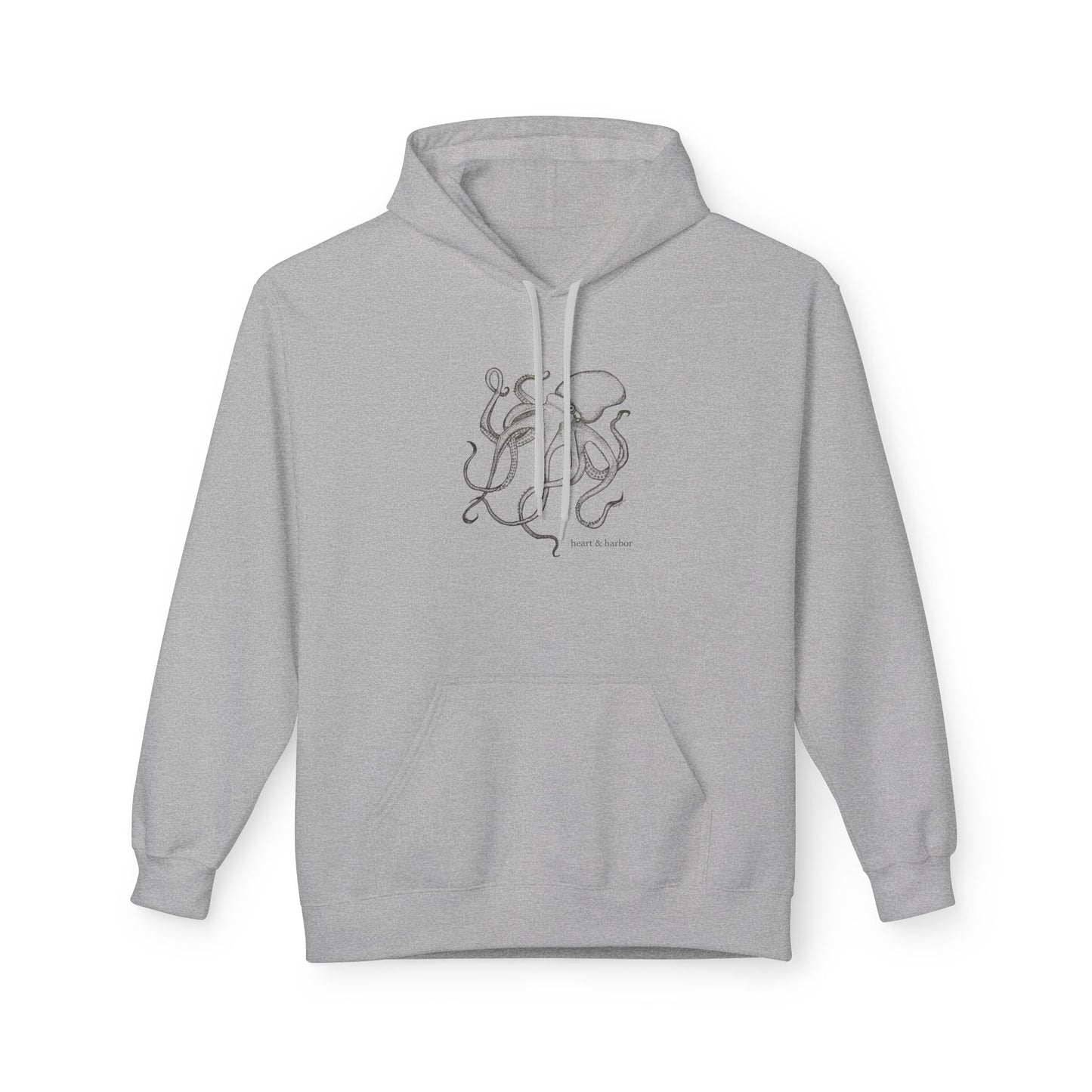 Octopus Hoodie - Unisex-Hand-Drawn-Sweatshirt | Heart & Harbor | Black Ink