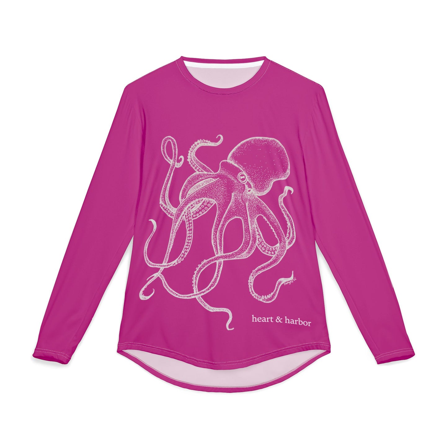 Octopus UV Sun Protection Shirt - Hand-Drawn  - Long Sleeve Fishing & Beach Tee - Pink