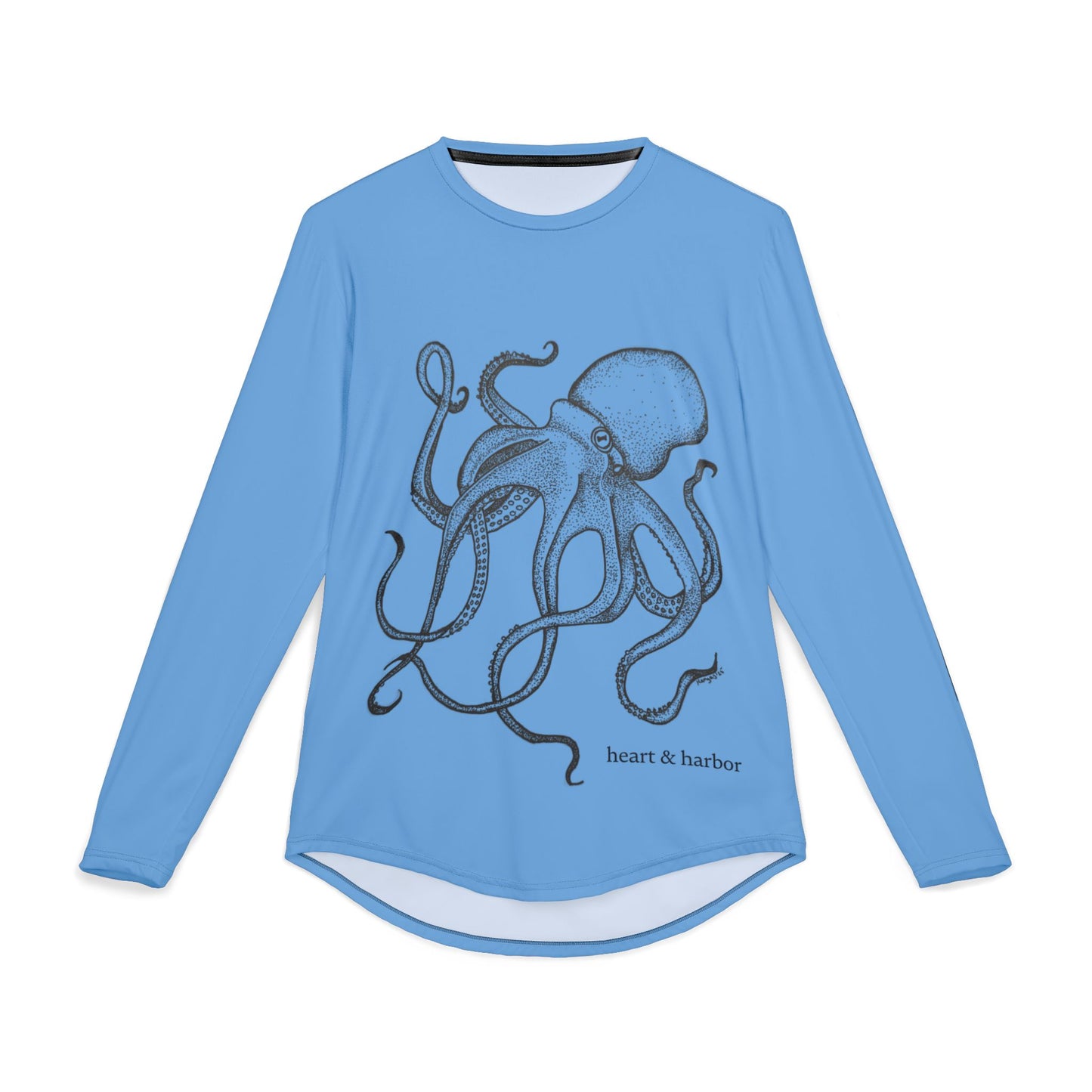 Octopus UV Sun Protection Shirt - Hand-Drawn  - Long Sleeve Fishing & Beach Tee - Sky Blue