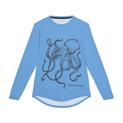 Octopus UV Sun Protection Shirt - Hand-Drawn  - Long Sleeve Fishing & Beach Tee - Sky Blue