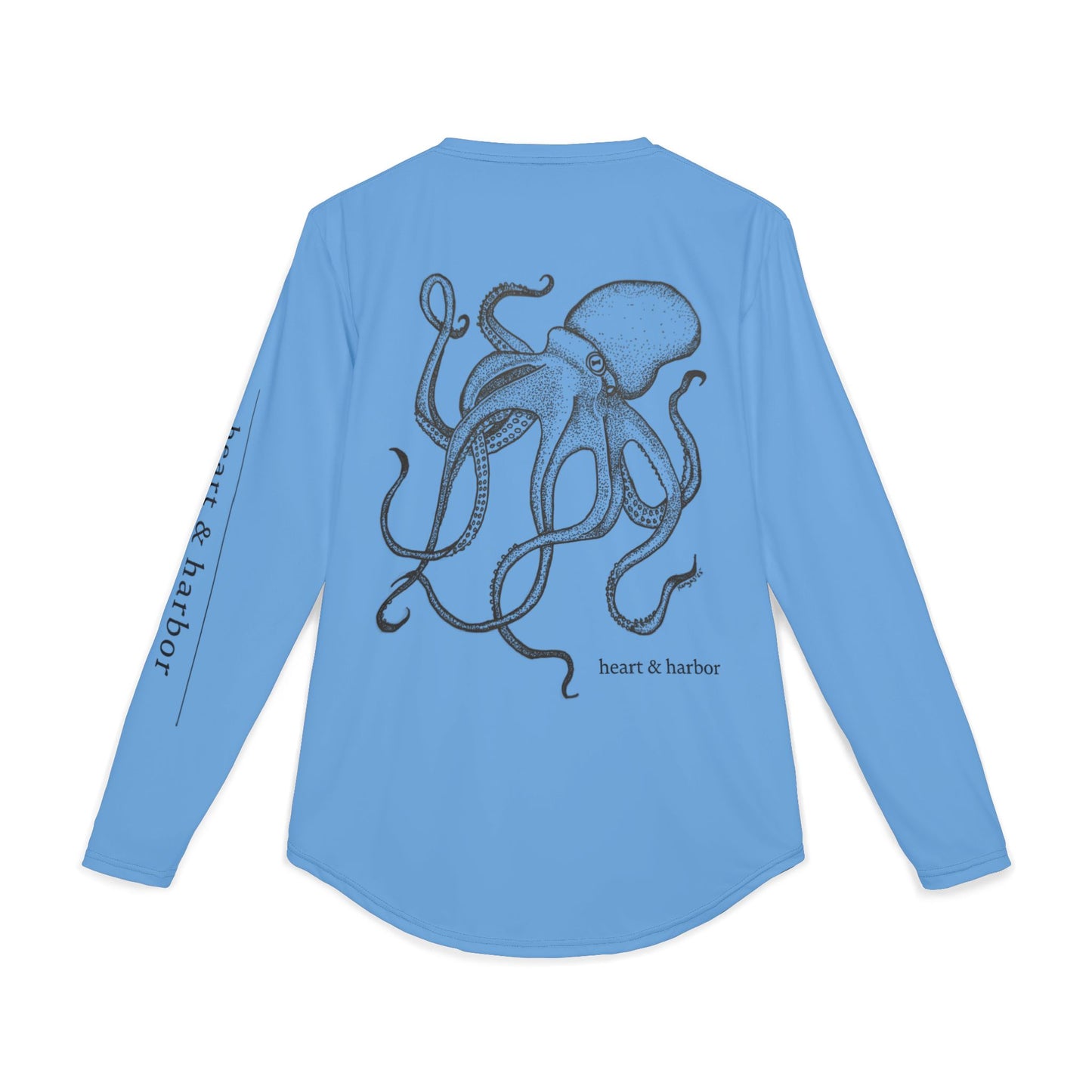 Octopus UV Sun Protection Shirt - Hand-Drawn  - Long Sleeve Fishing & Beach Tee - Sky Blue