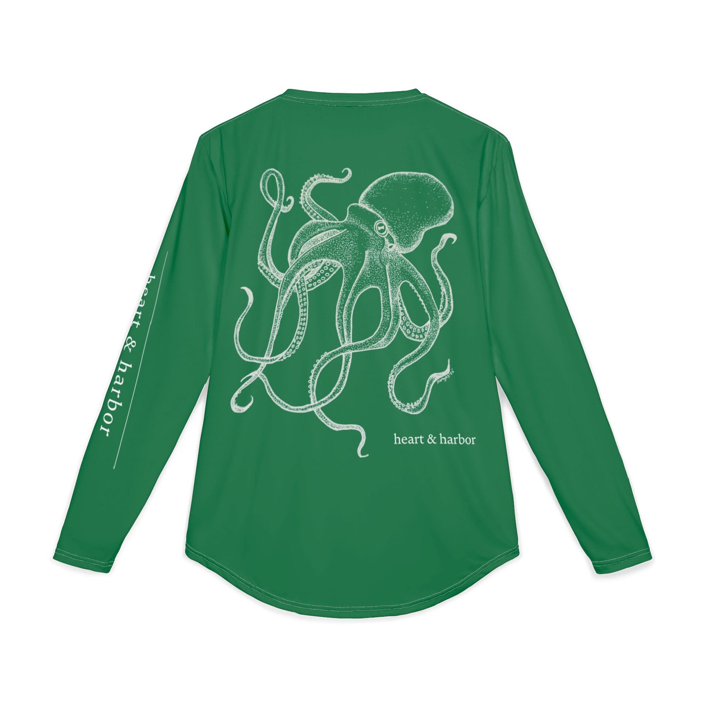 Octopus UV Sun Protection Shirt - Hand-Drawn  - Long Sleeve Fishing & Beach Tee - Dark Green
