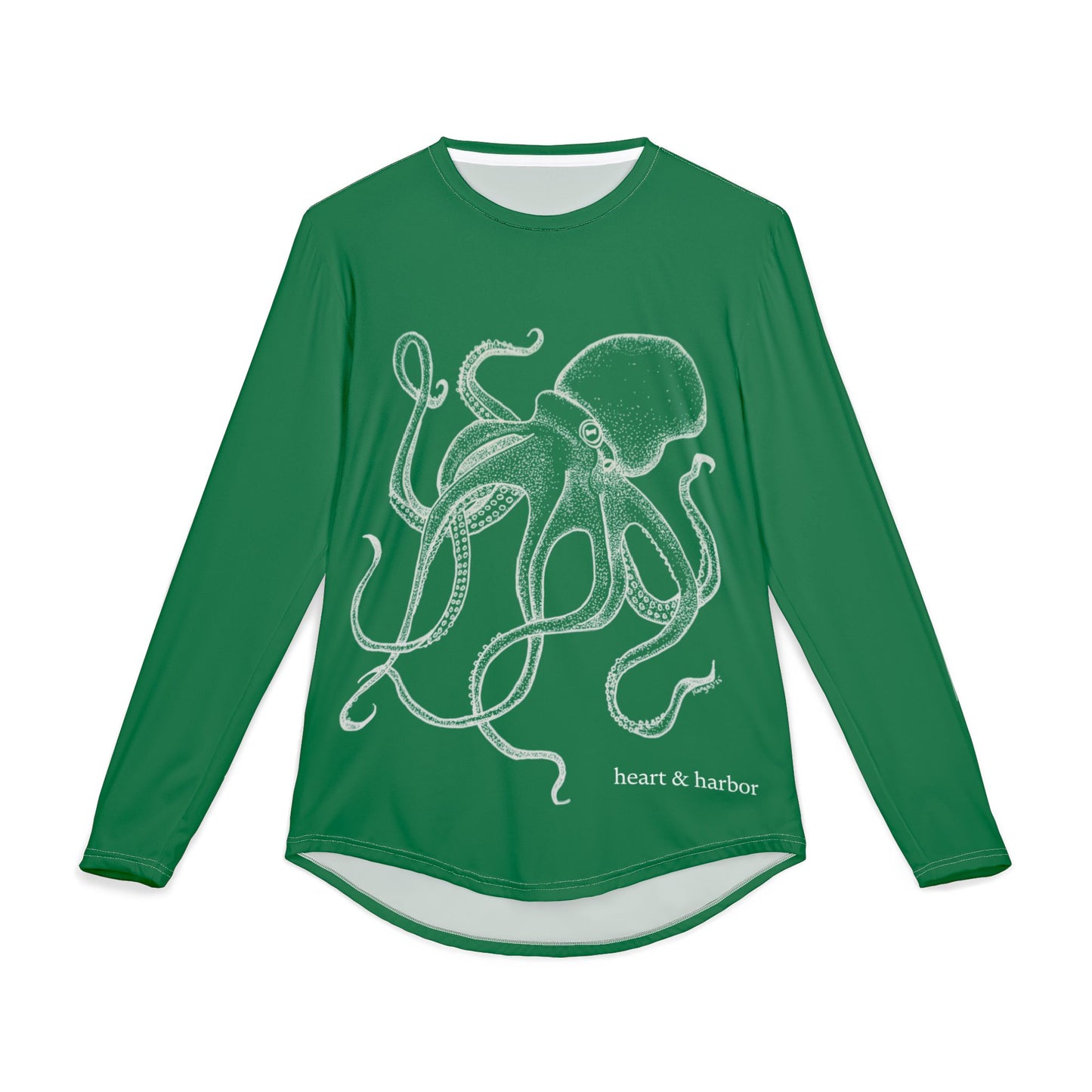 Octopus UV Sun Protection Shirt - Hand-Drawn  - Long Sleeve Fishing & Beach Tee - Dark Green