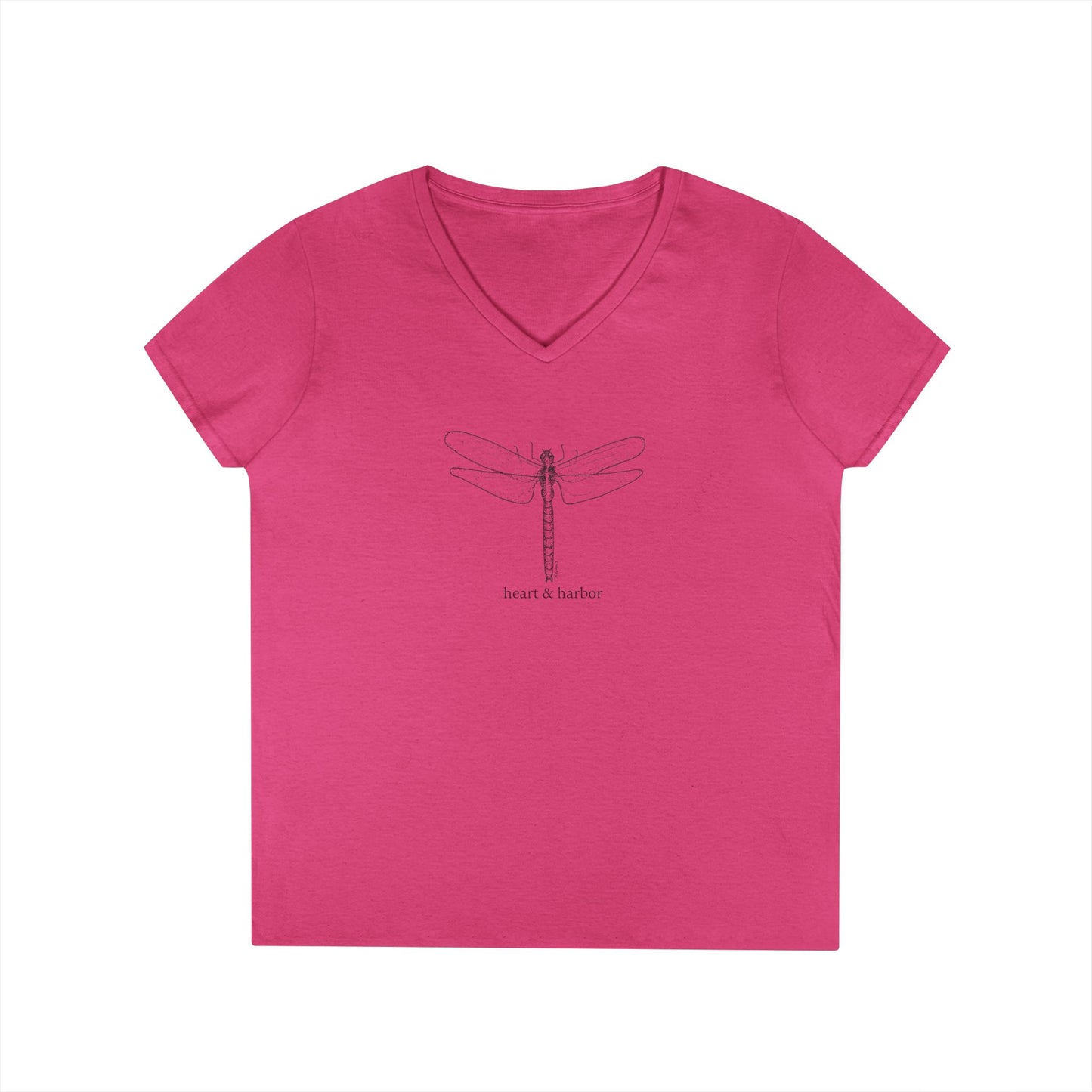 Dragonfly Ladies V-Neck T-Shirt | Original Hand-Drawn Art | Heart & Harbor | multiple colors