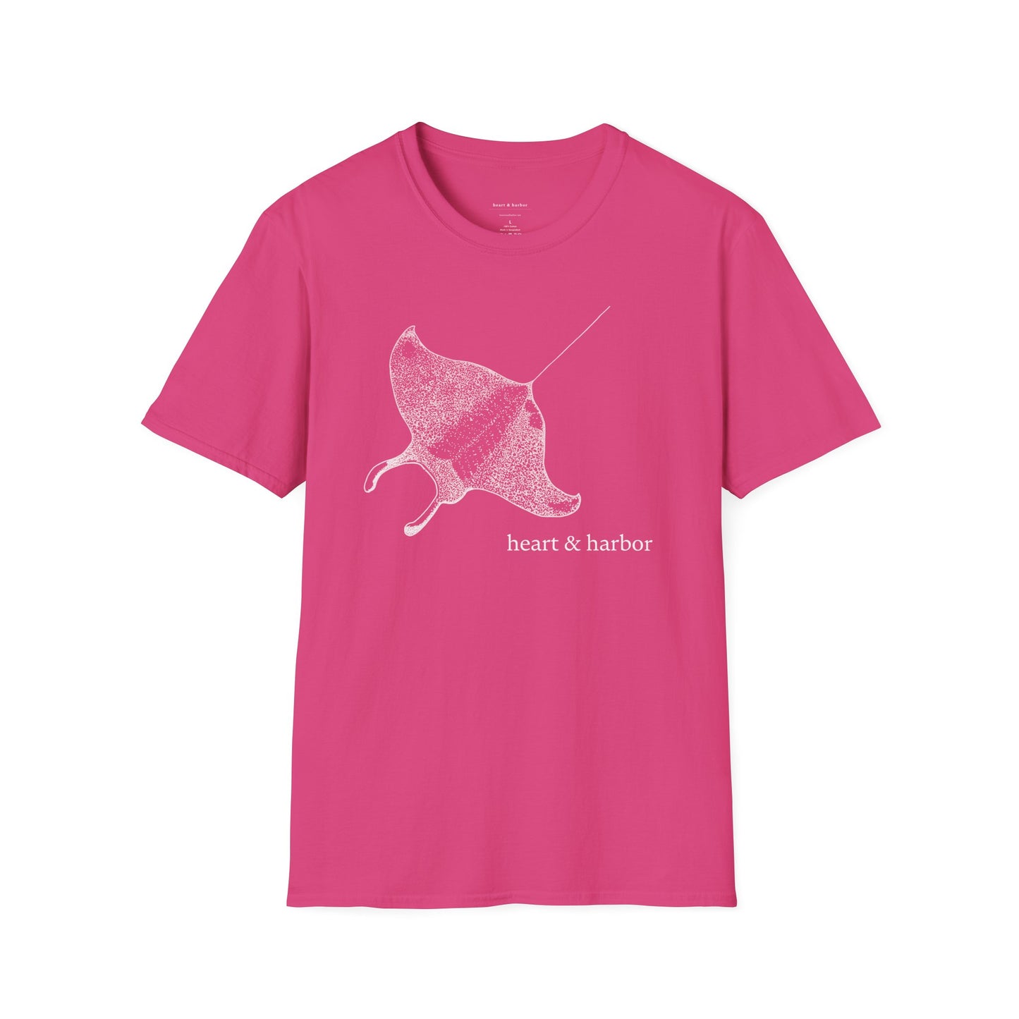 Pink t-shirt with stingray graphic by heart & harbor