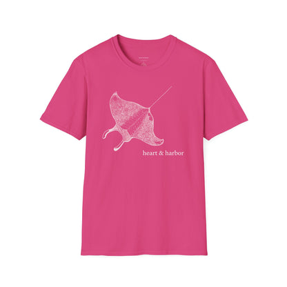 Pink t-shirt with stingray graphic by heart & harbor