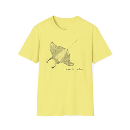 Yellow t-shirt with stingray graphic by heart & harbor