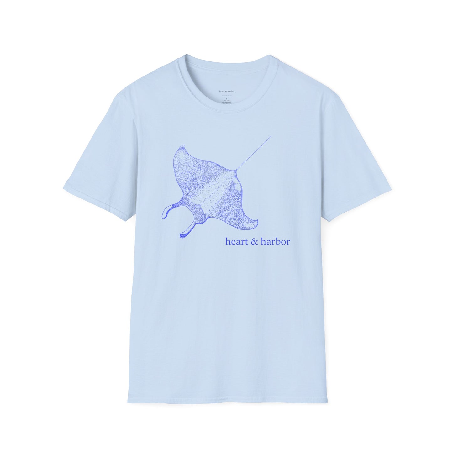 Light Blue t-shirt with stingray graphic by heart & harbor