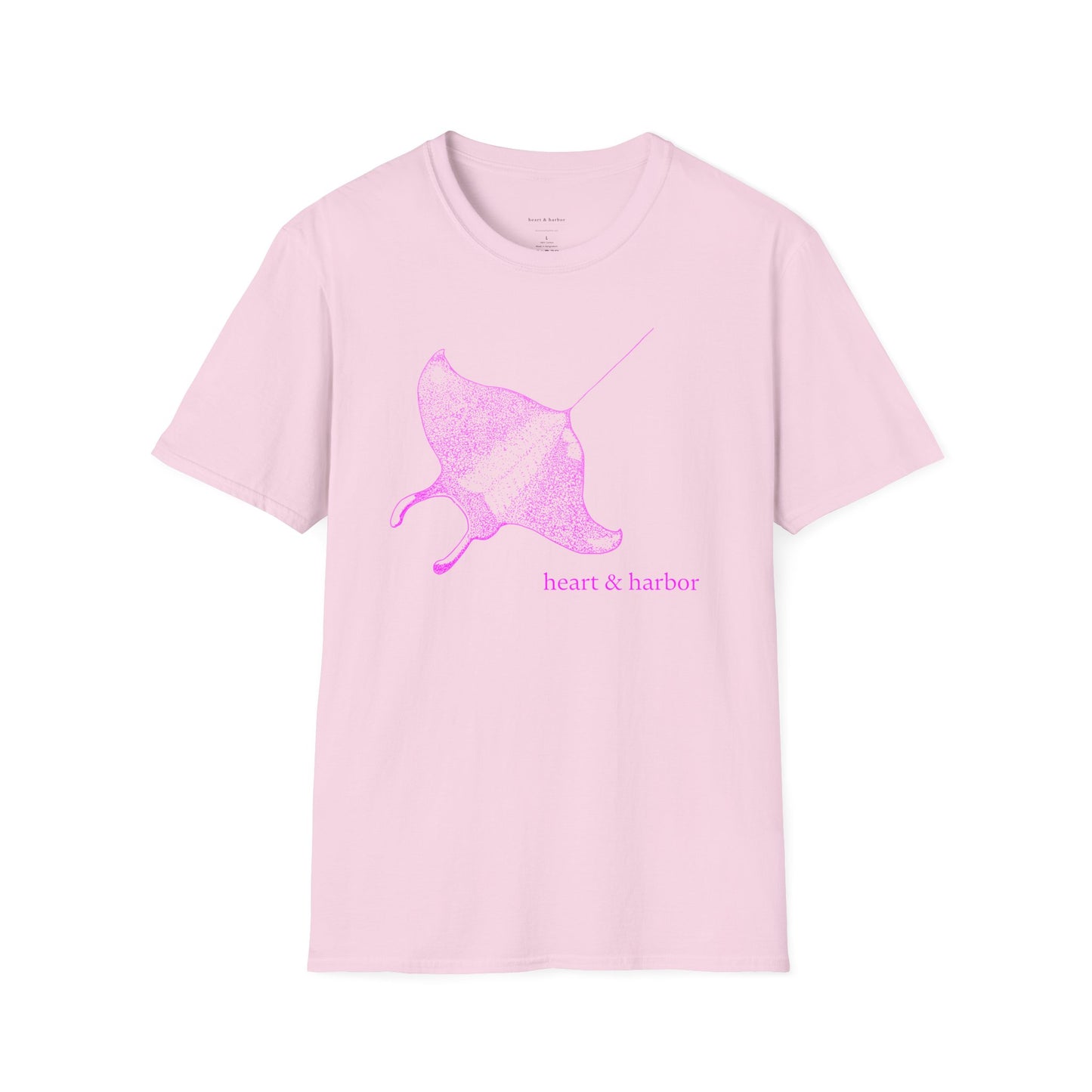 Pink t-shirt with stingray graphic by heart & harbor