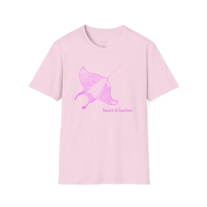 Pink t-shirt with stingray graphic by heart & harbor