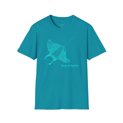 Teal t-shirt with stingray graphic by heart & harbor