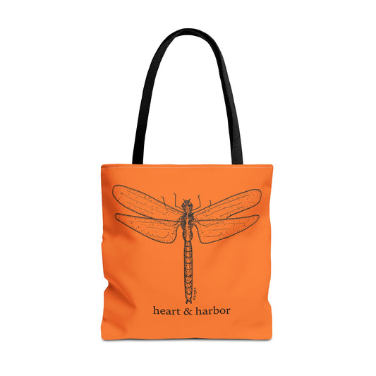 Dragonfly Art Tote | Eco-Friendly Canvas Bag by Heart & Harbor | Orange