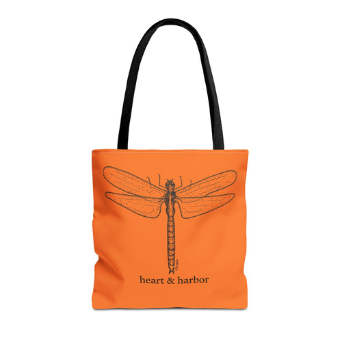 Dragonfly Art Tote | Eco-Friendly Canvas Bag by Heart & Harbor | Orange