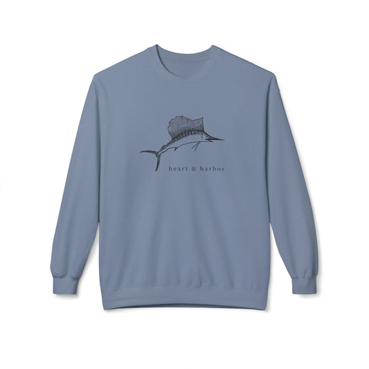 Sailfish Crewneck Sweatshirt | Unisex | Black Graphic | multiple colors