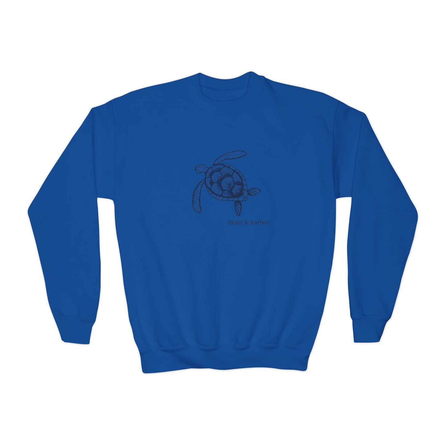 Sea Turtle Kids Crewneck Sweatshirt | Hand-Drawn | Nautical Ocean Shirt | Heart & Harbor