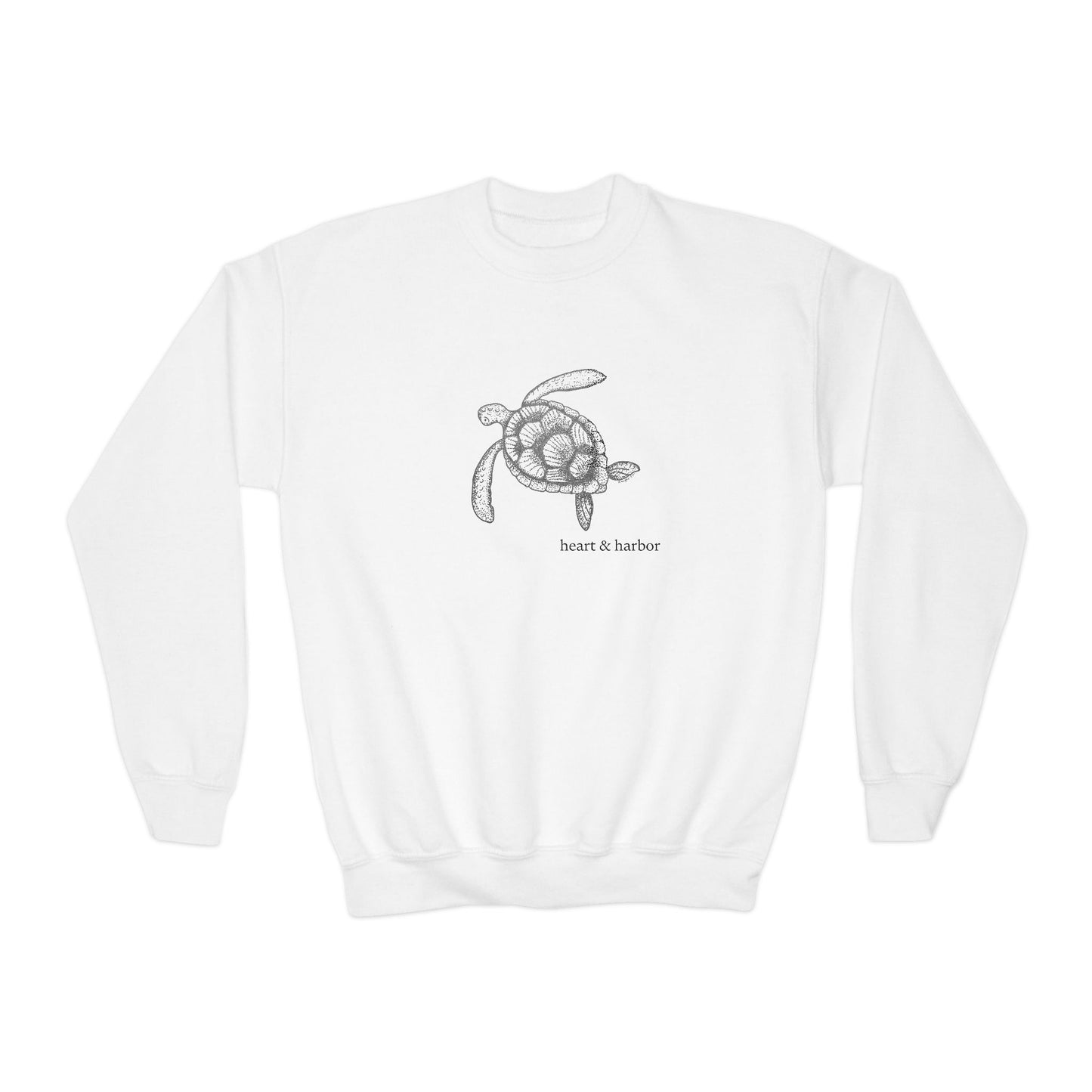 Sea Turtle Kids Crewneck Sweatshirt | Hand-Drawn | Nautical Ocean Shirt | Heart & Harbor